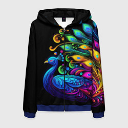 Мужская толстовка на молнии Neon peacock - art