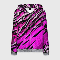 Мужская толстовка на молнии Розовые и чёрные полосы