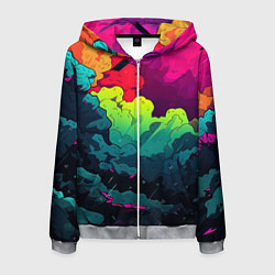 Толстовка 3D на молнии мужская Кислотная яркая абстракция, цвет: 3D-меланж