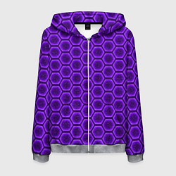 Толстовка 3D на молнии мужская Энергетический щит - фиолетовый, цвет: 3D-меланж