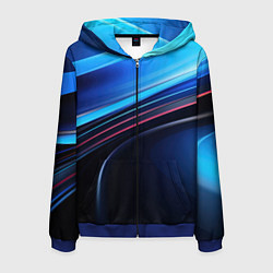 Толстовка 3D на молнии мужская Синяя и черная абстракция геометрическая, цвет: 3D-синий