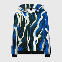 Мужская толстовка на молнии Текучая краска белая и синяя