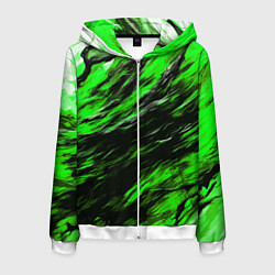 Толстовка 3D на молнии мужская Чёрная и зелёная буря, цвет: 3D-белый