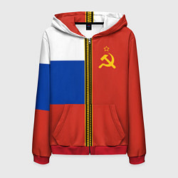 Толстовка 3D на молнии мужская Россия и СССР, цвет: 3D-красный