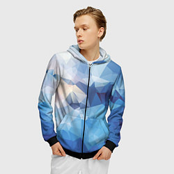 Толстовка 3D на молнии мужская Абстрактная текстура многоугольника, цвет: 3D-черный — фото 2
