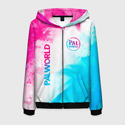 Толстовка 3D на молнии мужская Palworld neon gradient style вертикально, цвет: 3D-черный