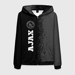 Толстовка 3D на молнии мужская Ajax sport на темном фоне по-вертикали, цвет: 3D-черный