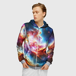 Толстовка 3D на молнии мужская The cosmic nebula, цвет: 3D-меланж — фото 2