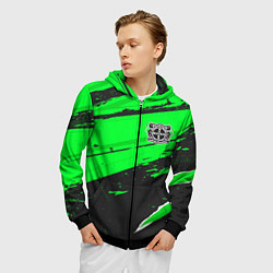 Толстовка 3D на молнии мужская Bayer 04 sport green, цвет: 3D-черный — фото 2