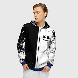 Толстовка 3D на молнии мужская Marshmello краски музыка, цвет: 3D-синий — фото 2
