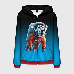 Толстовка 3D на молнии мужская Далматинец космонавт в открытом космосе, цвет: 3D-красный