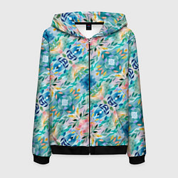 Мужская толстовка на молнии Абстрактные розовые акварельные тюльпаны