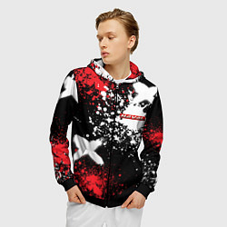 Толстовка 3D на молнии мужская Хавал на фоне граффити и брызг красок, цвет: 3D-черный — фото 2