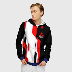 Толстовка 3D на молнии мужская Mitsubishi red uniform, цвет: 3D-синий — фото 2