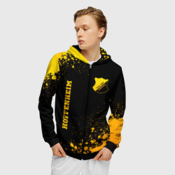 Толстовка 3D на молнии мужская Hoffenheim - gold gradient вертикально, цвет: 3D-черный — фото 2