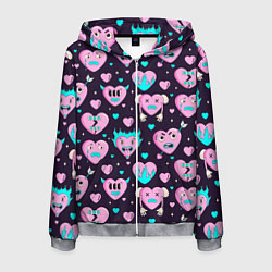 Мужская толстовка на молнии Паттерн с арт сердцами