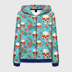 Толстовка 3D на молнии мужская Черепа и отпуск, цвет: 3D-синий