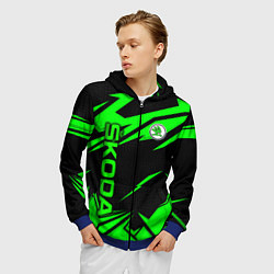 Толстовка 3D на молнии мужская Skoda - green uniform, цвет: 3D-синий — фото 2