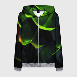 Мужская толстовка на молнии Green neon abstract geometry