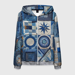 Мужская толстовка на молнии Denim patchwork - ai art