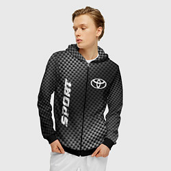 Толстовка 3D на молнии мужская Toyota sport carbon, цвет: 3D-черный — фото 2