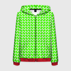 Толстовка 3D на молнии мужская Зелёные лепестки шестиугольники, цвет: 3D-красный