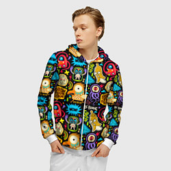 Толстовка 3D на молнии мужская Follow your dream monsters, цвет: 3D-белый — фото 2