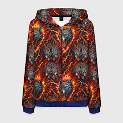 Толстовка 3D на молнии мужская Волки эпичный паттерн, цвет: 3D-синий