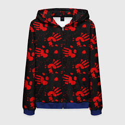 Толстовка 3D на молнии мужская Blood hands паттерн, цвет: 3D-синий