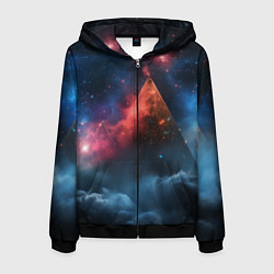Толстовка 3D на молнии мужская Космическая абстракция пирамида, цвет: 3D-черный