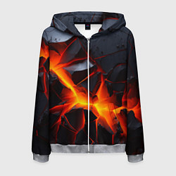 Мужская толстовка на молнии Камни в разломе красный свет