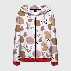 Толстовка 3D на молнии мужская Пятна и семена, цвет: 3D-красный