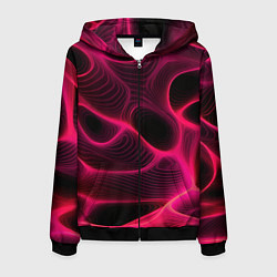 Мужская толстовка на молнии Неоновая яркая геометрическая абстракция со светом