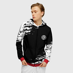 Толстовка 3D на молнии мужская Inter абстрактные краски текстура, цвет: 3D-красный — фото 2