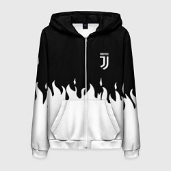 Толстовка 3D на молнии мужская Juventus fire, цвет: 3D-белый