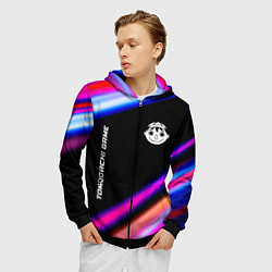 Толстовка 3D на молнии мужская Tomodachi Game speed anime lights, цвет: 3D-черный — фото 2