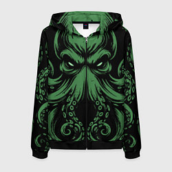 Толстовка 3D на молнии мужская Ктулху иллюстрация, цвет: 3D-черный