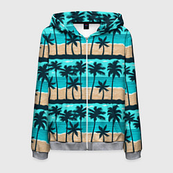 Толстовка 3D на молнии мужская Пляжные пальмы паттерн, цвет: 3D-меланж