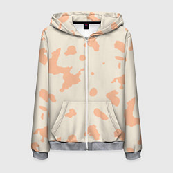 Толстовка 3D на молнии мужская Бежевый пятнистый паттерн, цвет: 3D-меланж
