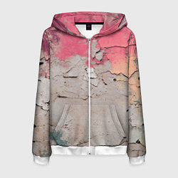 Толстовка 3D на молнии мужская Старая стена с краской, цвет: 3D-белый