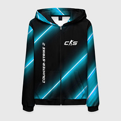 Толстовка 3D на молнии мужская Counter-Strike 2 неоновые лампы, цвет: 3D-черный