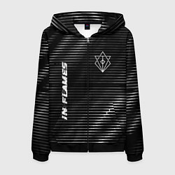 Толстовка 3D на молнии мужская In Flames metal rock lines, цвет: 3D-черный