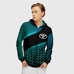Толстовка 3D на молнии мужская Toyota electro hexagon, цвет: 3D-черный — фото 2