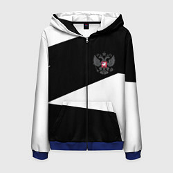 Толстовка 3D на молнии мужская Герб РФ геометрия текстура, цвет: 3D-синий