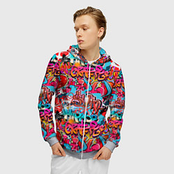 Толстовка 3D на молнии мужская Hip hop graffiti pattern, цвет: 3D-меланж — фото 2