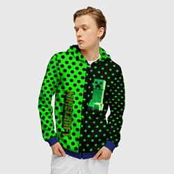 Толстовка 3D на молнии мужская Minecraft creeper pattern, цвет: 3D-синий — фото 2