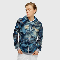 Толстовка 3D на молнии мужская Denim rags - fashion trend, цвет: 3D-меланж — фото 2