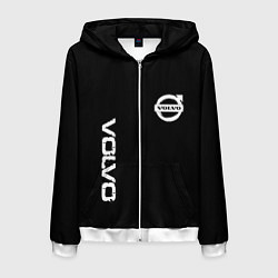 Толстовка 3D на молнии мужская Volvo white logo auto steel, цвет: 3D-белый