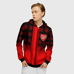 Толстовка 3D на молнии мужская Arsenal fc sport geometry steel, цвет: 3D-черный — фото 2