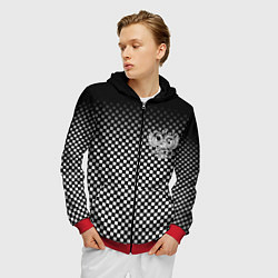 Толстовка 3D на молнии мужская Россия клетка паттерн, цвет: 3D-красный — фото 2